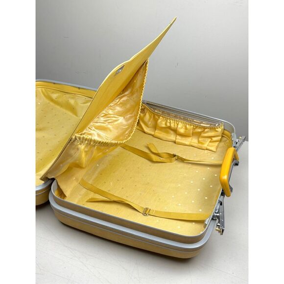 Vintage Samsonite Profile Hardside Suitcase Luggage Mustard Yellow MCM Retro 20" - Picture 13 of 13